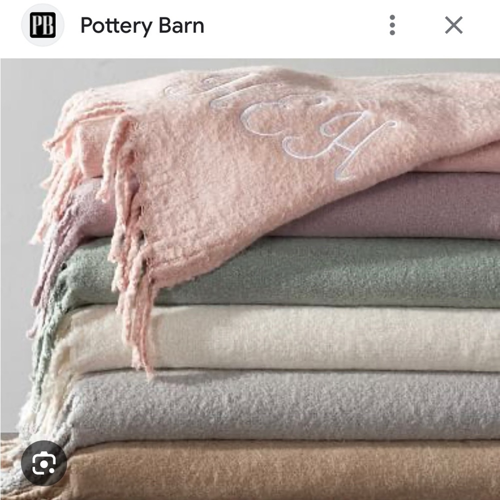 (SOLD) Pottery Barn oversized faux mohair throw blanket Seafoam green
